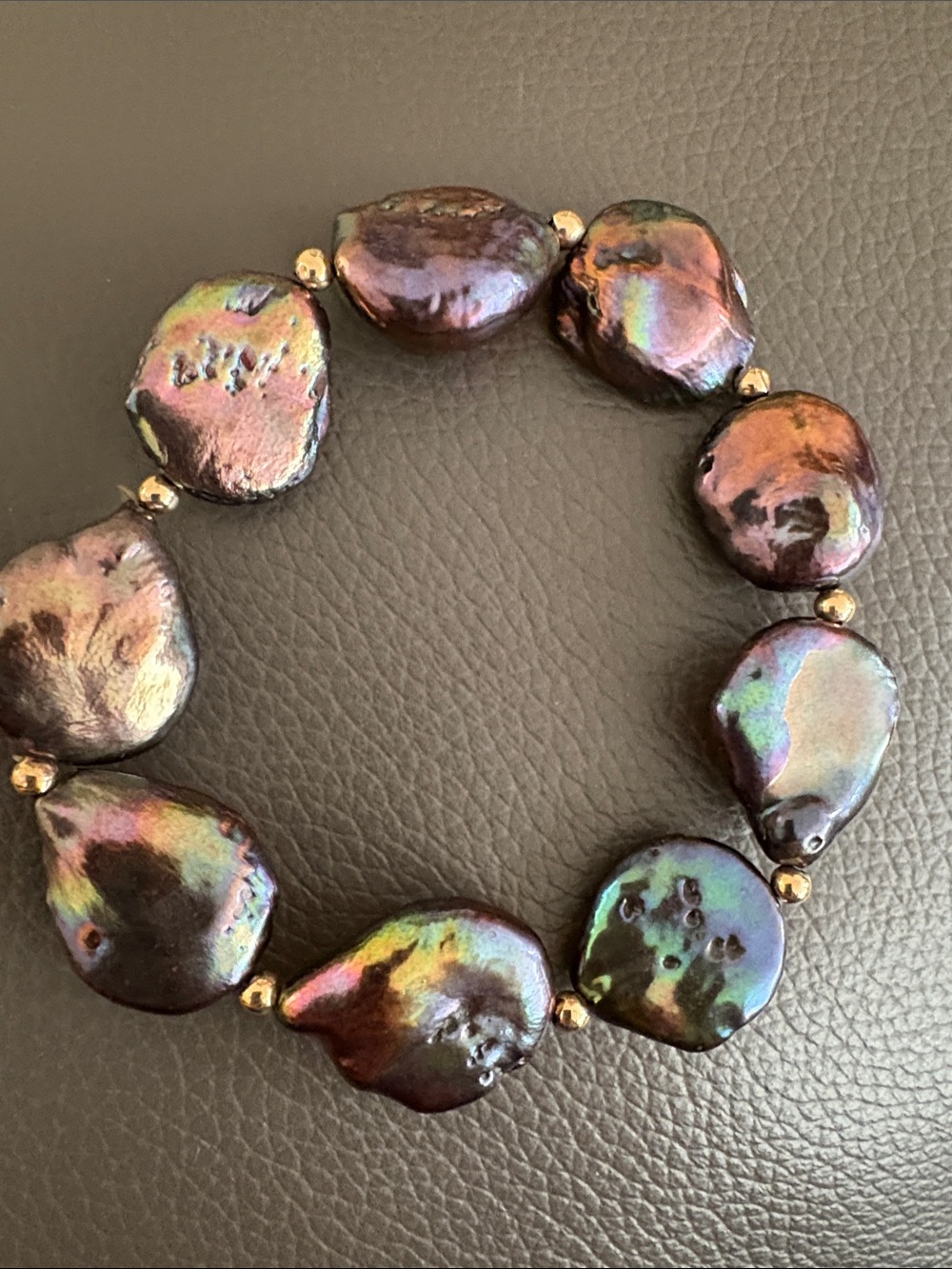 Ross-Simons Black Iridescent Multicolor Baroque Pearl Stretch Bracelet